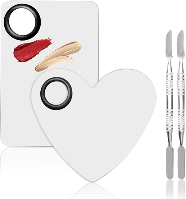 4Pcs Makeup Mixing Palette Set, Stainless Steel Cosmetic Makeup Palette with 2 Spatula for Foundation Makeup Tools Eyeshadow Nail Art