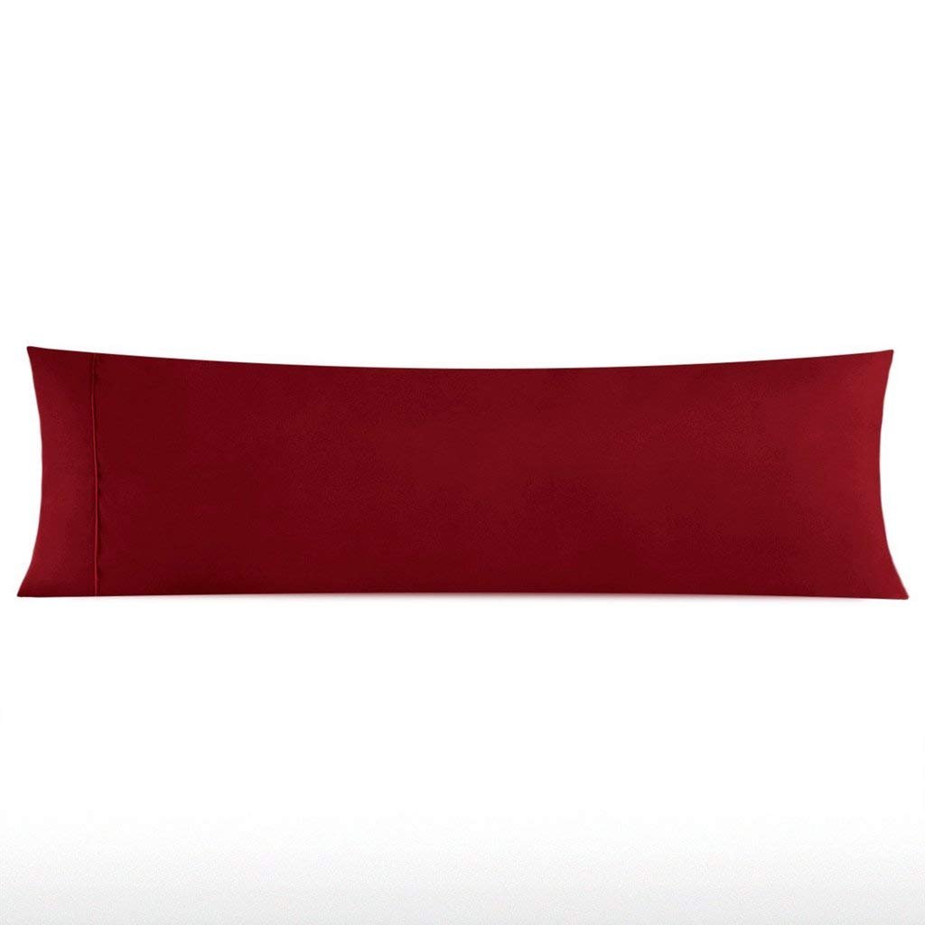 Jaipur Linen Premium 1 Microfiber Full Body Pillow With 2 Solid Pillow Cover For 5 Star Hotel Feel, Maroon 20 Inch X 54 Inch, 300 TC, 1 Piece