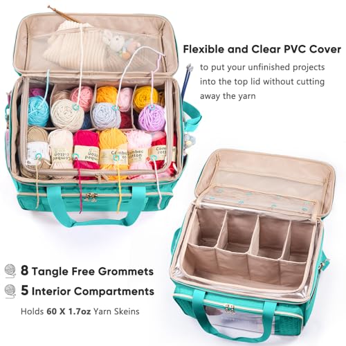 Image of MYBAGZING Large Yarn Storage Bag,Crochet Bag Organizer,Yarn Bags for Crocheting,Crochet Storage Bag with Pockets for Crochet Hooks, Crochet Accessories,Knitting Bags,Gifts for Crocheters