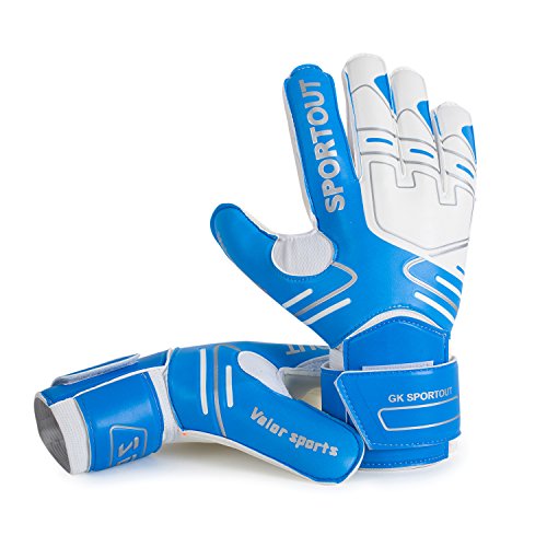 Sportout Youth&Adult Goalie Goalkeeper Gloves, Strong Grip For The Toughest Saves, With Finger Spines To Give Splendid Protection To Prevent Injuries,3 Colors (Blue, 8) #TOP1