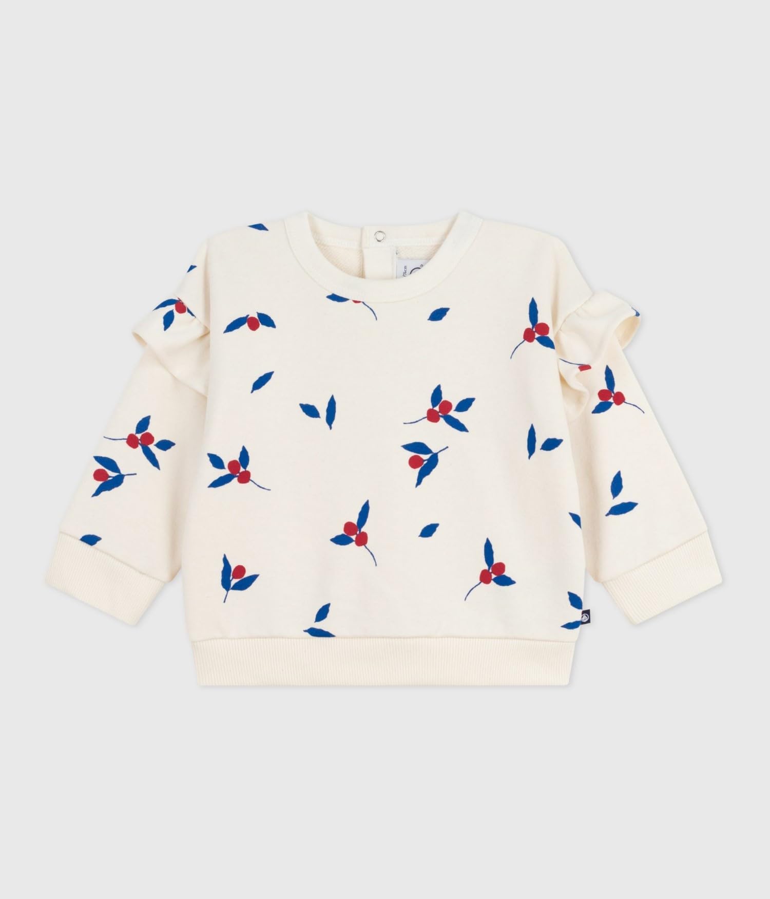 Petit Bateau Sweatshirt Bébé en Coton Imprimé Baies À Volants A0ee401 Vêtements Jour Bébé Fille (Lot de 1)