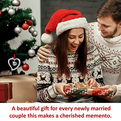 Klikel Our First Christmas Ornament 2021 - Silver First Christmas Married Ornament 2021 - Heart Christmas Ornament Engraved Our First Christmas As Mr And Mrs 2021 With Hanging Ring Pendant In Gift Box #TOP3