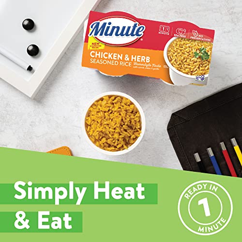 Image of Minute Ready-to-Serve Chicken Rice Cups, Instant Rice, (8)-Count Pack | Single-serve (8.8)-ounce microwaveable rice cups, ready in 1 minute, chicken and herb flavored, gluten-free and non-GMO