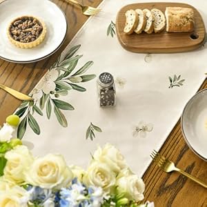 Artoid mode cross olive leaves spring table runnerseasonal summer easter kitchen dining table decoration for home party decor 13×72 inch  urban country home decor