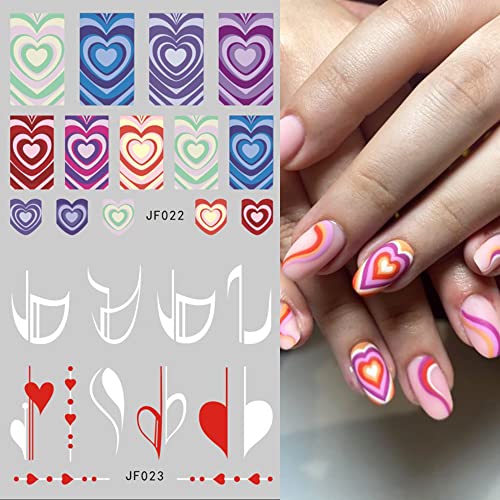 French Tips Nail Stickers French Line Nail Art Water Transfer Decals, Nail Art Supplies Black Geometric Colorful Wavy Stripe Lines Design Nail Slider Sticker For Women Acrylic Nails Decoration 12Pcs #TOP5