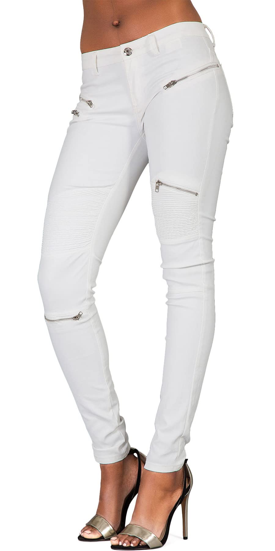 Pantaloni da Ciclismo da Donna in Pelle PU Slim Fit Elasticizzati Leggings