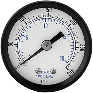 Mini Pressure Gauge, 0-20bar / 0-300psi 1/8" BSPT Thread Pressure Gauge for Fuel Air Compressor Oil Gas Liquid Water