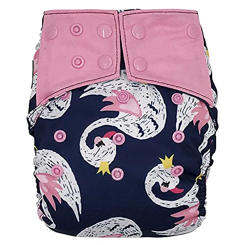 Image of Reusable Diaper Cover: Waterproof Shell for Baby Prefold Cloth Diapers, Flats, Fitted or Inserts (Swan)