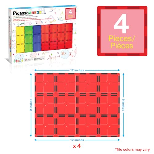 Image of PicassoTiles Magnetic Building Block Tiles Supersize Stabilizer Base Toy Large Size Magnet Tile Plate Jumbo XL Add On Durable Foundation Compatible Education Construction STEM Learning Stacking Set