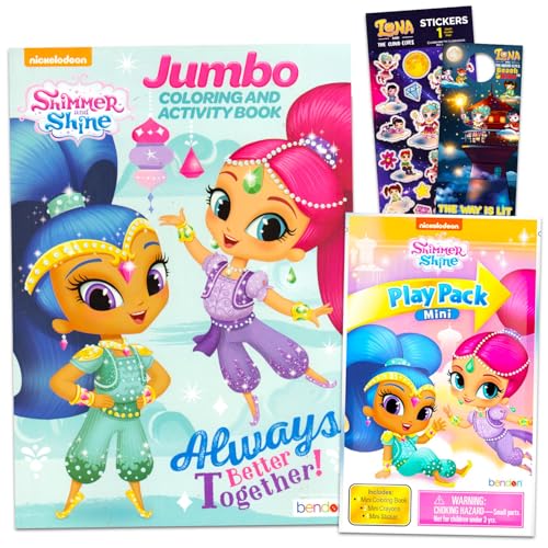 Nickelodeon Shimmer and Shine Coloring Set for Kids - Bundle with Shimmer and Shine Coloring Book, Stickers, Mini Play Pack, More | Magical Color Activity for Girls, Boys