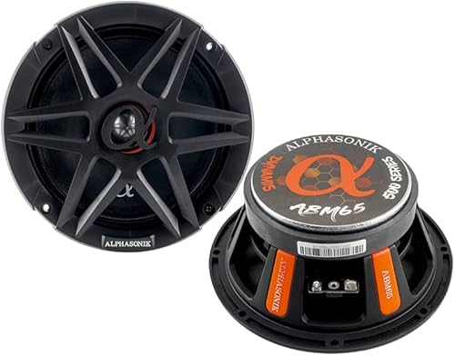 Alphasonik ABM65 Dynamis Series 6 pulgadas de rango medio 600 vatios MAX de audio para coche Altavoces 4 OHM 1.5 pulgadas de aluminio recubierto de