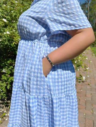 Image of TIYOMI Women Plus Size Dress Boho V Neck Short Sleeve Beach Maxi Dresses Floral /Stripe /Leaves /Lemon XL-5XL