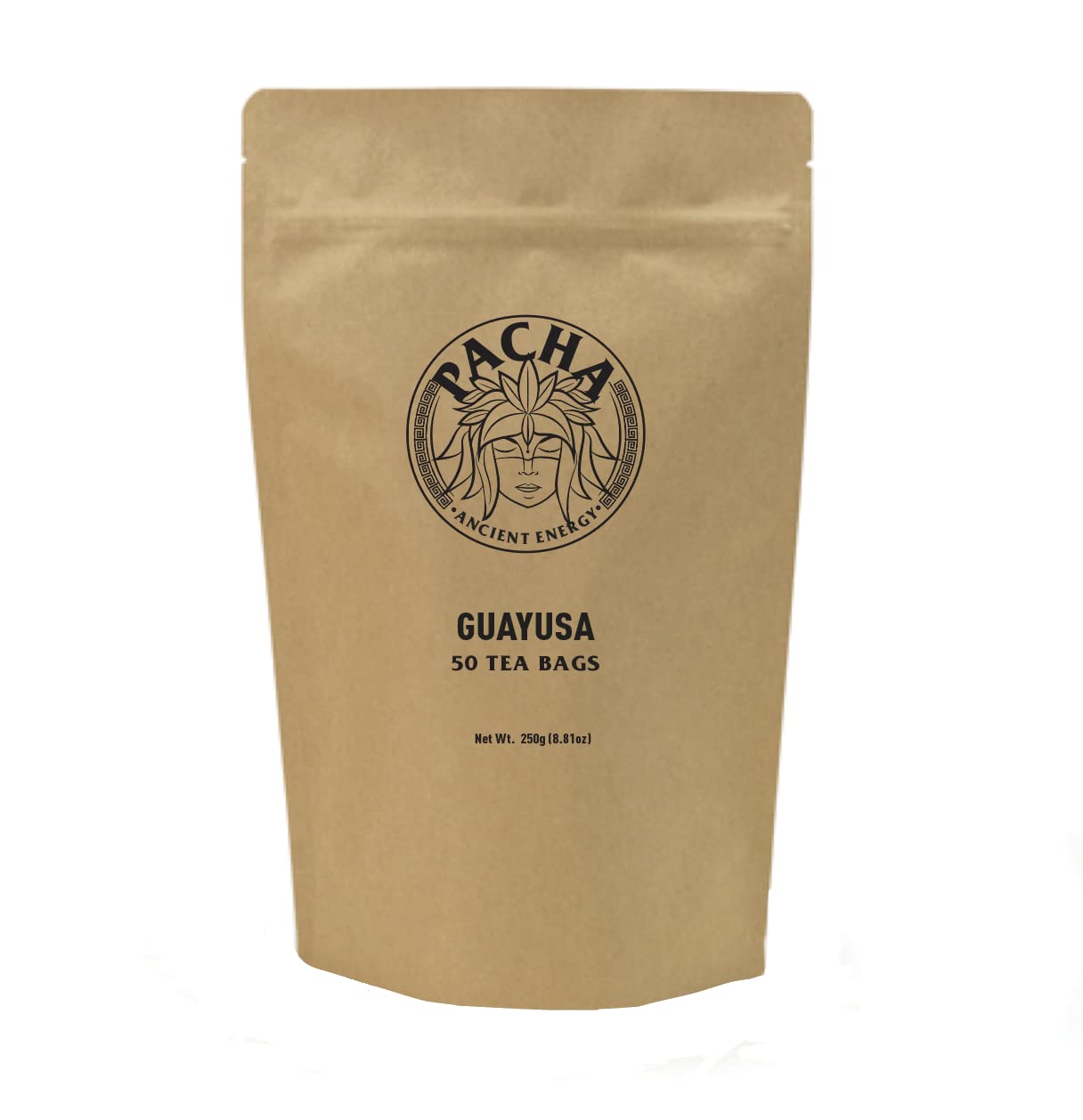Pacha Ancient Energy Guayusa Tea | Green Guayusa | Traditional Guayusa | Loose leaf | Tea Bags | Energy Tea | l-theanine + caffeine | clean energy drink | Alternative to Yerba Mate, Coffee, and Green Tea (50 Count, Guayusa)
