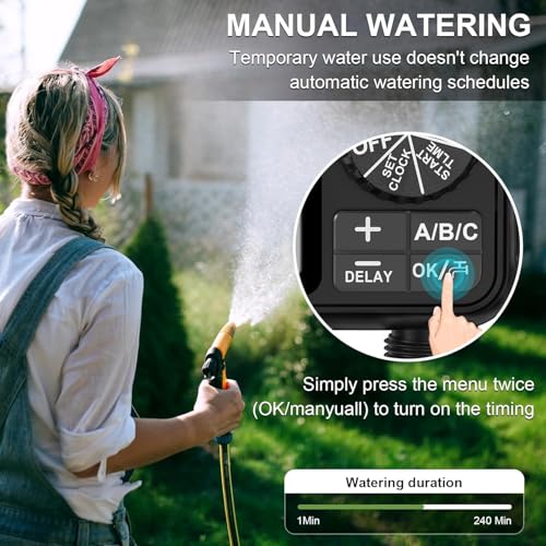 Image of LABART Sprinkler Timer, 3 Outlets Programmable Water Timer with Brass Inlet for Garden Hose, Outdoor Hose Timer with Rain Delay /Manual /Automatic Watering System, Digital Irrigation Timer for Yard /Lawn