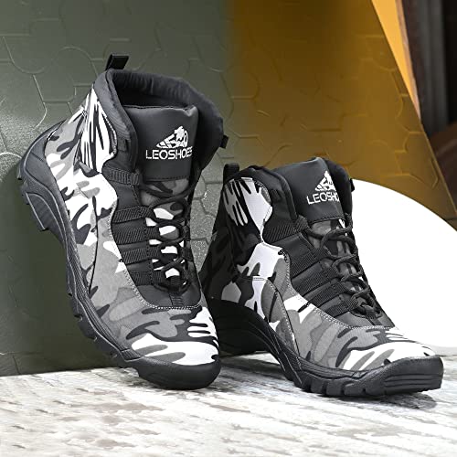 Image of Leo's Fitness Shoes Men's Hiking /Jungle Boots Lightweight Anti-Slip Outdoor Shoes Mid Top Ankle Hiker Trekking Work Boot Hiking & Trekking Shoes