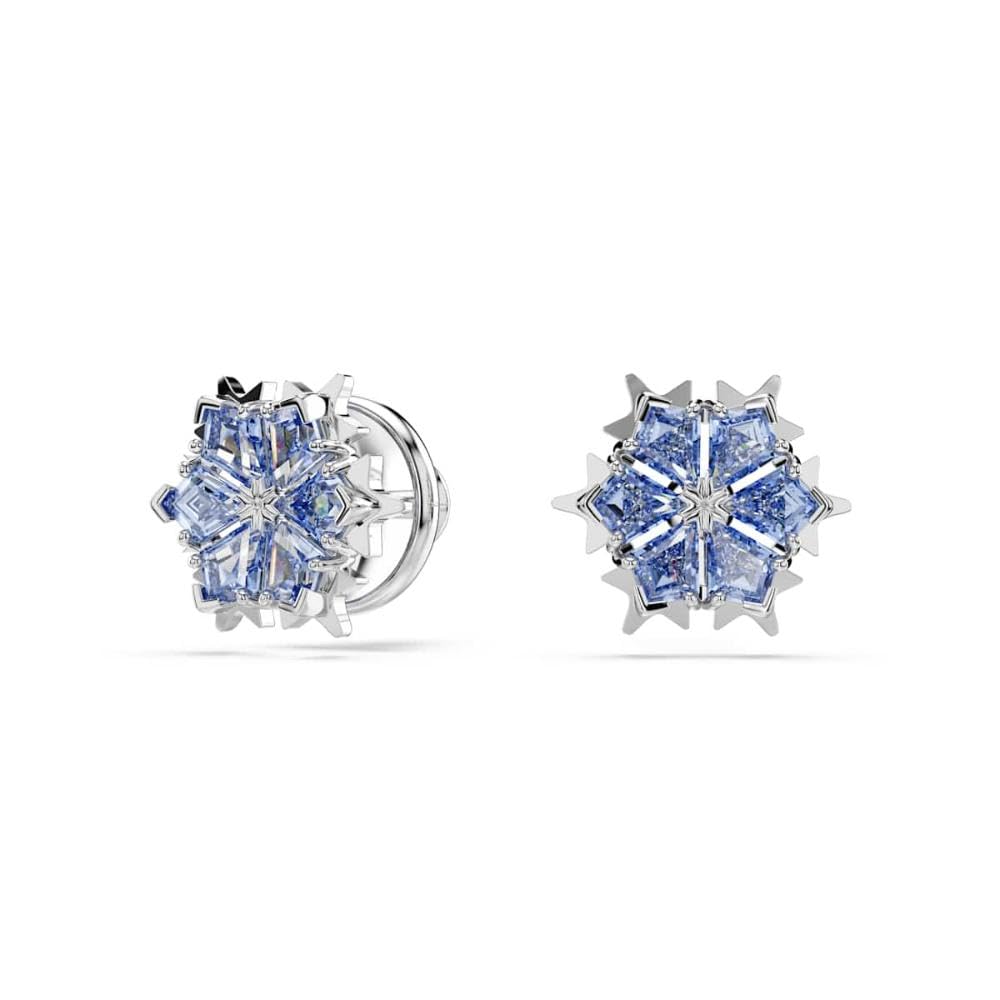 Swarovski Magic Orecchini a Lobo, Gioielli Versatili con Zirconia Grigio-Blu Swarovski, Forma a Fiocco di Neve, Placcatura in Tonalità Rodio, 1 x 1 cm, peso (singolo orecchino) 1,4 g