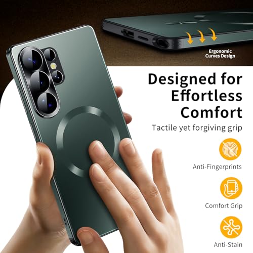 Image of for Samsung Galaxy S26 Ultra Case,Slim Design Compatible with MagSafe,Strong Magnetic Shockproof Military-Grade Protection for Screen & Camera Cover Case for Samsung S26 Ultra,Green