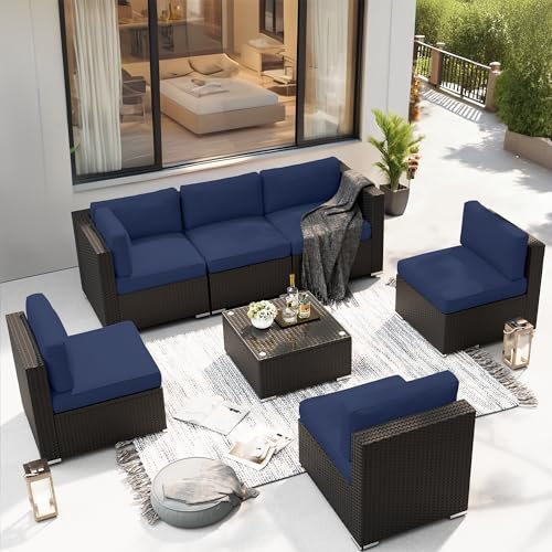 SUNCROWN 7-Piece Outdoor Patio Furniture Sofa Set...