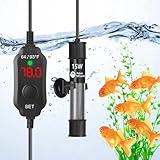 AquaMiralce 15W Aquarium Heater with Compact Size, Submersible Fish Tank Heater with LED Digital Display Thermostat, Adjustable Fish Heater Turtle Heater for 1-3 Gallon Tanks