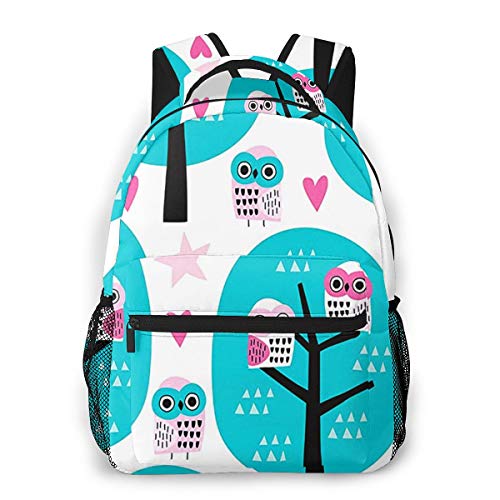 Preisvergleich Produktbild Rucksack Freizeit Und Ausflüge Damen Herren Mädchen, Campus Kinderrucksack, Daypack Tagesrucksack Für Schule, Sportrucksack, Tablet Tasche Hübsche rosa Eule