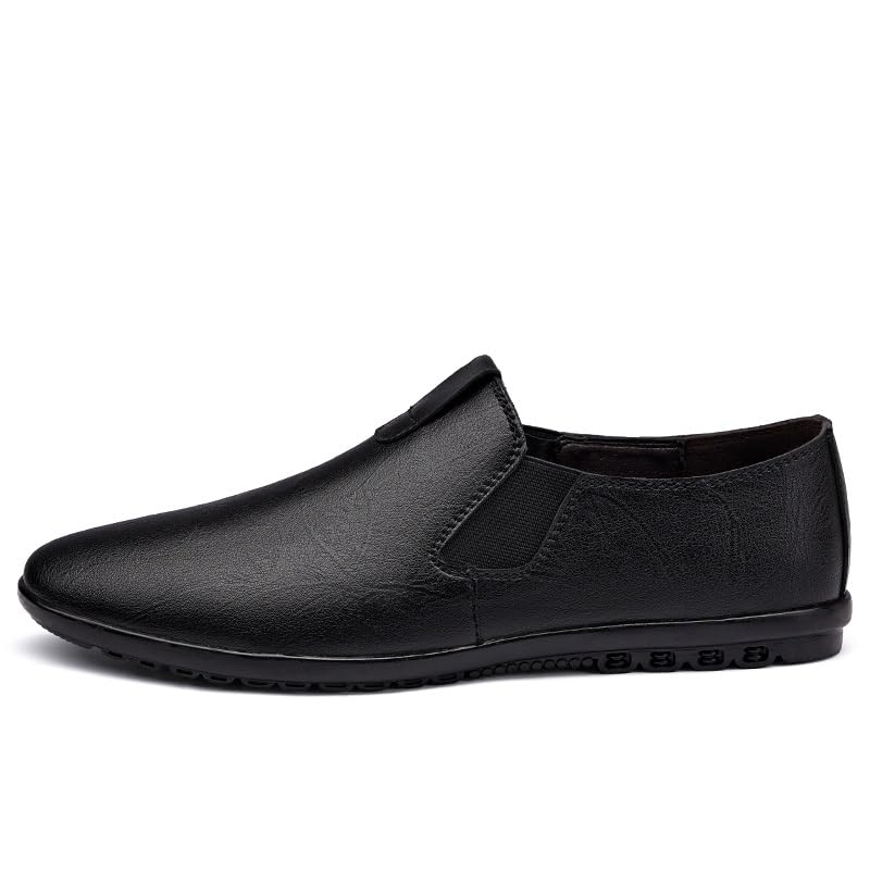 Men's Loafers Shoes Round Toe Vegan Leather Loafer Shoes Elastic Band Flexible Lightweight Comfortable Classic Wedding Slip-ons4