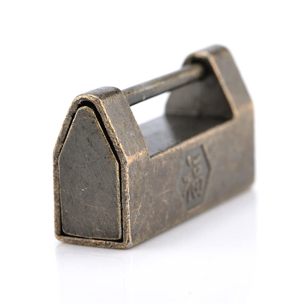 Vintage Old Style Candado con llave Candado antiguo chino de aleación de zinc vintage con cerradura antigua, candado retro for joyería, caja de madera, maleta