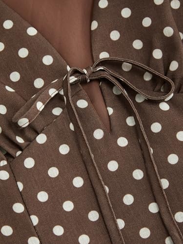 CIDER Women Mini Dress V Neck Puff Sleeve Polka Dot Knotted Short Dresses2