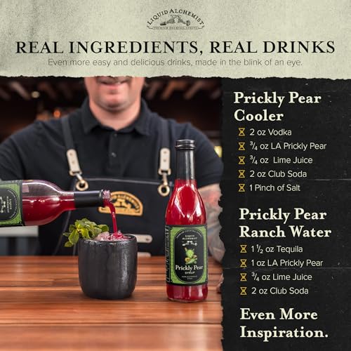 Image of Liquid Alchemist Prickly Pear Syrup for Cocktails - Real Ingredients Make our Prickly Pear Puree a Perfect Margarita Mix - Our Vegan Drink Syrups are Non-GMO & Last up to 2 Years (12.7 oz)