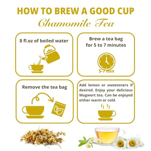 Image of VIDA FARM 125 Chamomile Tea Bags, Natural Chamomile Flowers Tea Bags, Dried Herbal Flowers, Sugar Free, Caffeine Free, Gluten Free