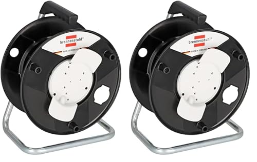 Brennenstuhl Garant Aufbewahrungstrommel leer (aus Spezialkunststoff, Made in Germany) schwarz (Packung mit 2)