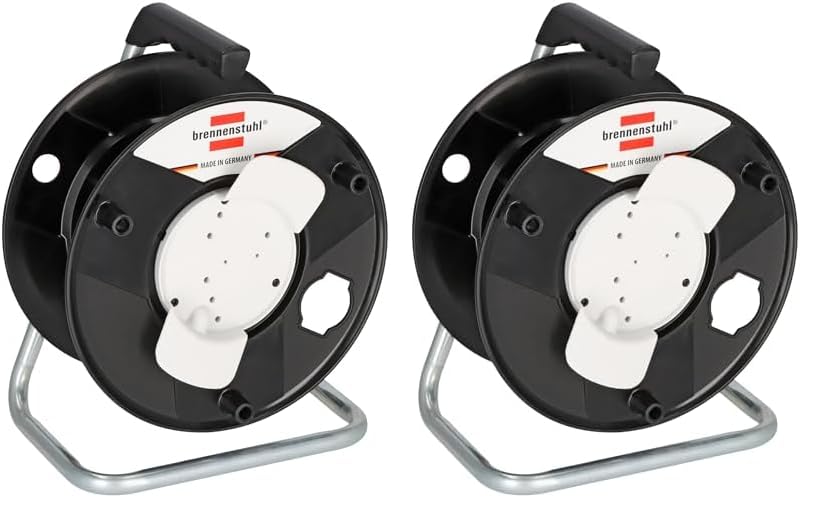 Brennenstuhl Garant Aufbewahrungstrommel leer (aus Spezialkunststoff, Made in Germany) schwarz (Packung mit 2)