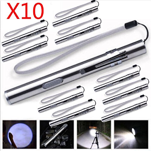 Lot de 10 Lampe de poche LED Lampe de Poche 8000 lumens, mini USB rechargeable acier inoxydable tactiquement by huichang