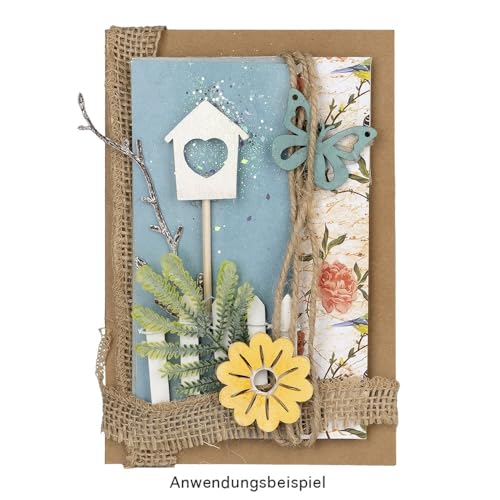 Ideen mit Herz Mini-Holzzaun | 90cm lang | zuschneidbar | kleiner Zaun zum Basteln & Dekorieren | Miniatur-Zaun für Modellbau, Puppenhaus, Terrarium, Garten, Blumentopf (Design 2 | 5cm hoch | weiß)