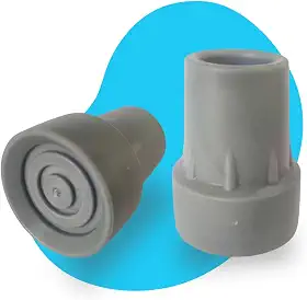 Ponteira de Borracha para Muleta, 19mm, Cinza, com Anel Interno Anti-ruído e Ventosa para Melhor Aderência