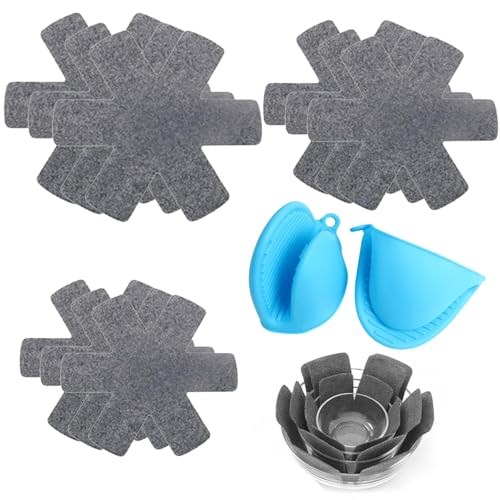 10 Stück Pfannenschoner, 26/35/38cm Pfannenschutz, Topflappen Handschuh, hitzebeständiger Pfannenschutz Stapelschutz - Für Herd, Esstisch, Küche & Wohnbereich