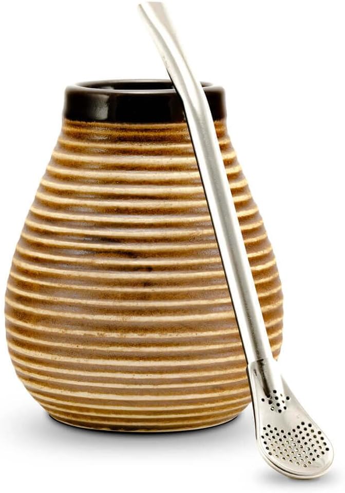Yerba Mate Tea Set ● The Original ● Ceramic Mate Mug + Stainless Steel Bombilla