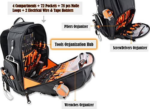 WELKINLAND Rolling Tool Backpack