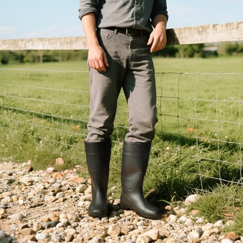 Bruno Marc Gummistiefel Herren Halbhoch Arbeitsschuhe Wasserdicht Regenstiefel für Gartenarbeit Hundespaziergänge Auto Waschen,Size 41,Alles Schwarz,BMEMRB2503