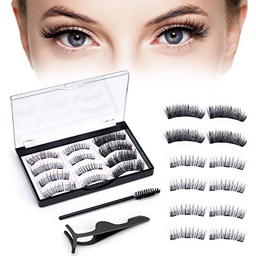 Preisvergleich Produktbild Wiederverwendbare Magnetische Wimpern, Verschiedene Arten Magnetische Wimpern mit Natürlichem Aussehen Falsche Wimpern Kit mit Wimpernpinzetten und Bürsten