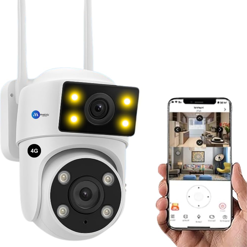 Maizic Smarthome Supercam Lynox 4G/5G Sim Based CCTV Camera 4 MP+ 4 MP Full HD Home Security Smart Camera, 360 Degree Coverage, Night Vision, Two-Way Audio, Mobile App, Cloud & SD Card Recording-image-5