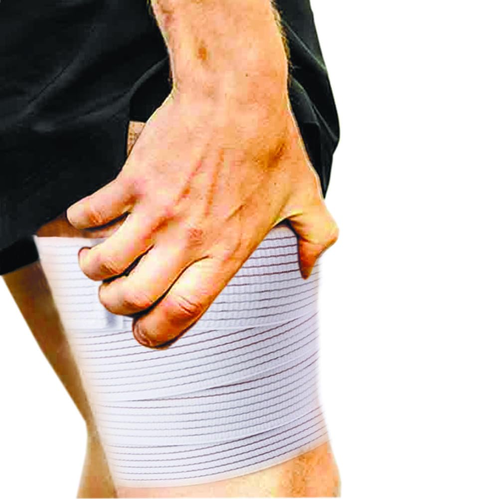 Thigh Compression Garment Bandage Brace Wrap Suitable for Men and Women, Knee Lower Leg Calf Support Band, Thigh Pain Relief, Breathable and Adjustable, White - Image 2