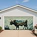 Mountainous Forest Garage Door Cover, Nature-Inspired Highland Cow Large Garage Door Decorations, Outdoor Home Décor for All Seasons 157x71 Inch