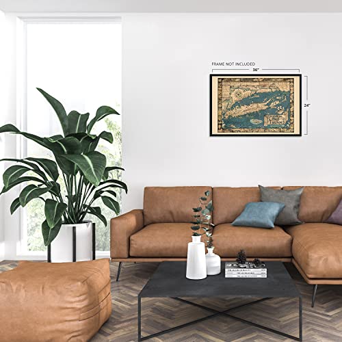 Historix Vintage 1933 Long Island Ny Map - 24X36 Inch Vintage Map Of Long Island Wall Art - Old Long Island Sound Map - History Map Of New York Poster - Historic State Of New York Map Poster #TOP4