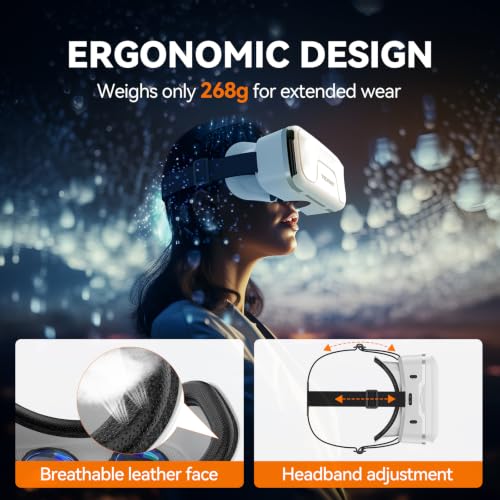 Image of TECKNET VR Headset for Phone, Virtual Reality Headsets with HD 110FOV Anti-Blue Light Lenses & Adjustable Gears, 3D VR Headset for Kids Compatible iPhone Samsung Android 4.7-7.2 inch