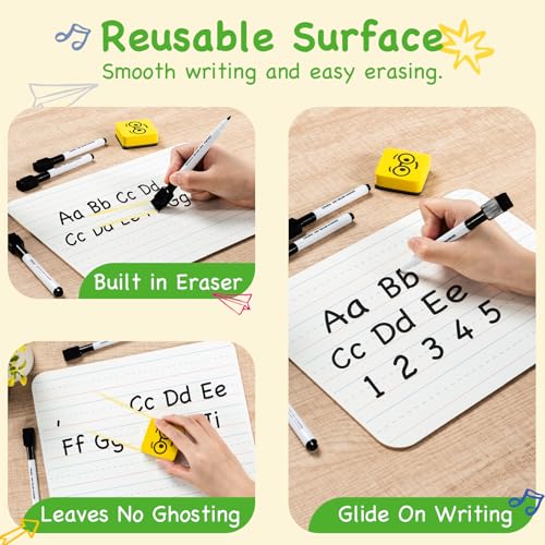 Ohuhu Small White Boards for Kids, 25 Pack, 9 x 12 Inch Mini Whiteboards for Students, Teacher &Classroom, Double Sided Lined/Plain Dry Erase Board Set - Includes 25 Boards, 25 Mar image 6