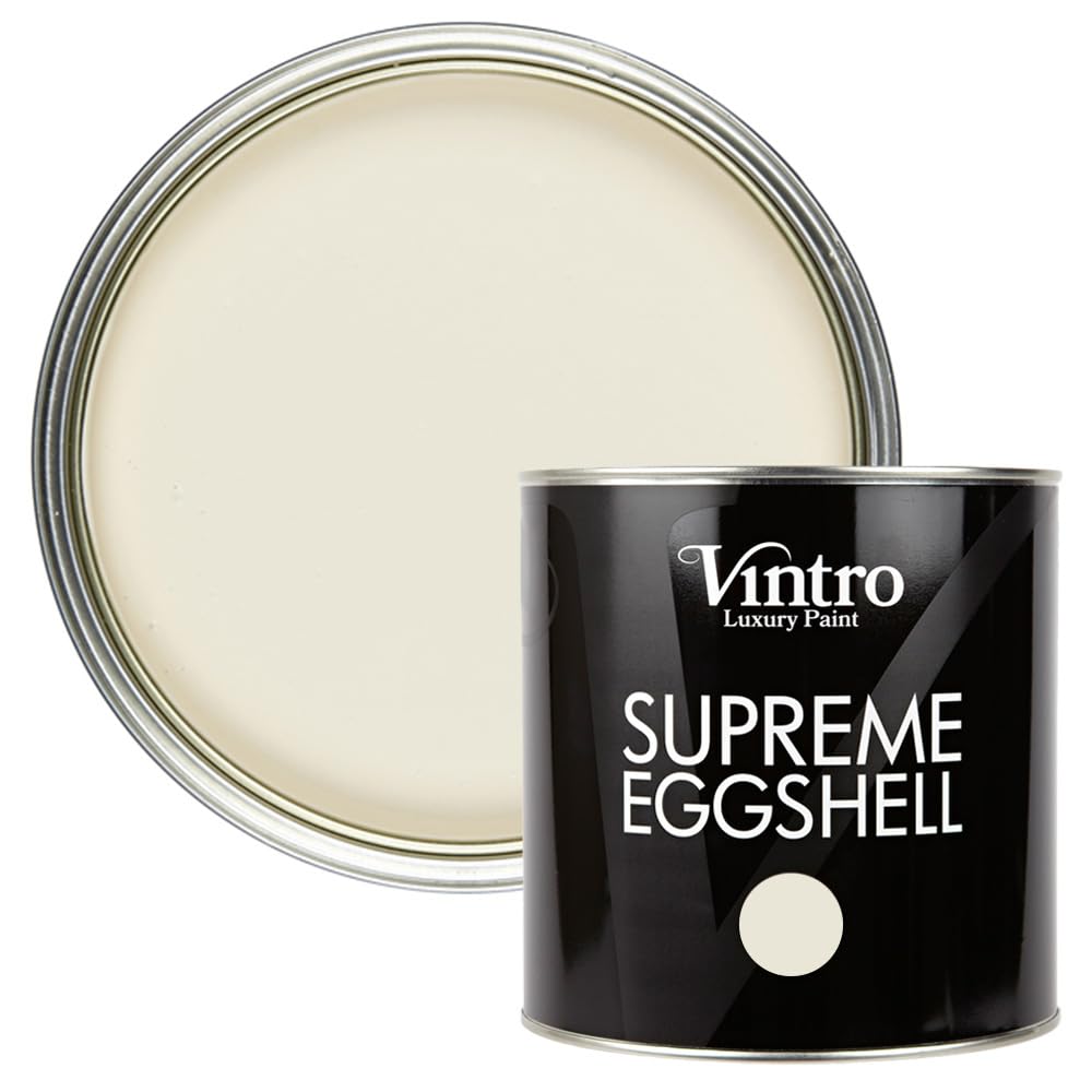Vintro Paint | Eggshell Paint | for Walls | Wood | Trim | Satin Furniture Paint | Interior & Exterior Use. (Cream - Ermine, 2.5 Litres)