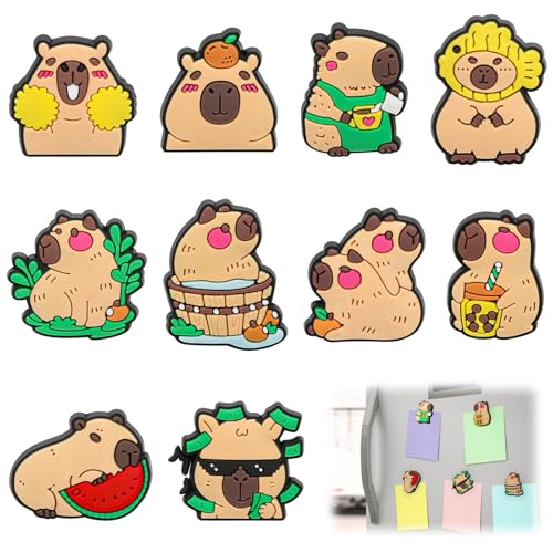 Fridge Magnets, 10 Pack Cute Lovely Capybara DIY Magnets for Refrigerator, Locker, Whiteboard Small Tiny Magnet But Strong Home Office Kitchen Aids for Fixing Photo, Notes, To Do List on Fridge