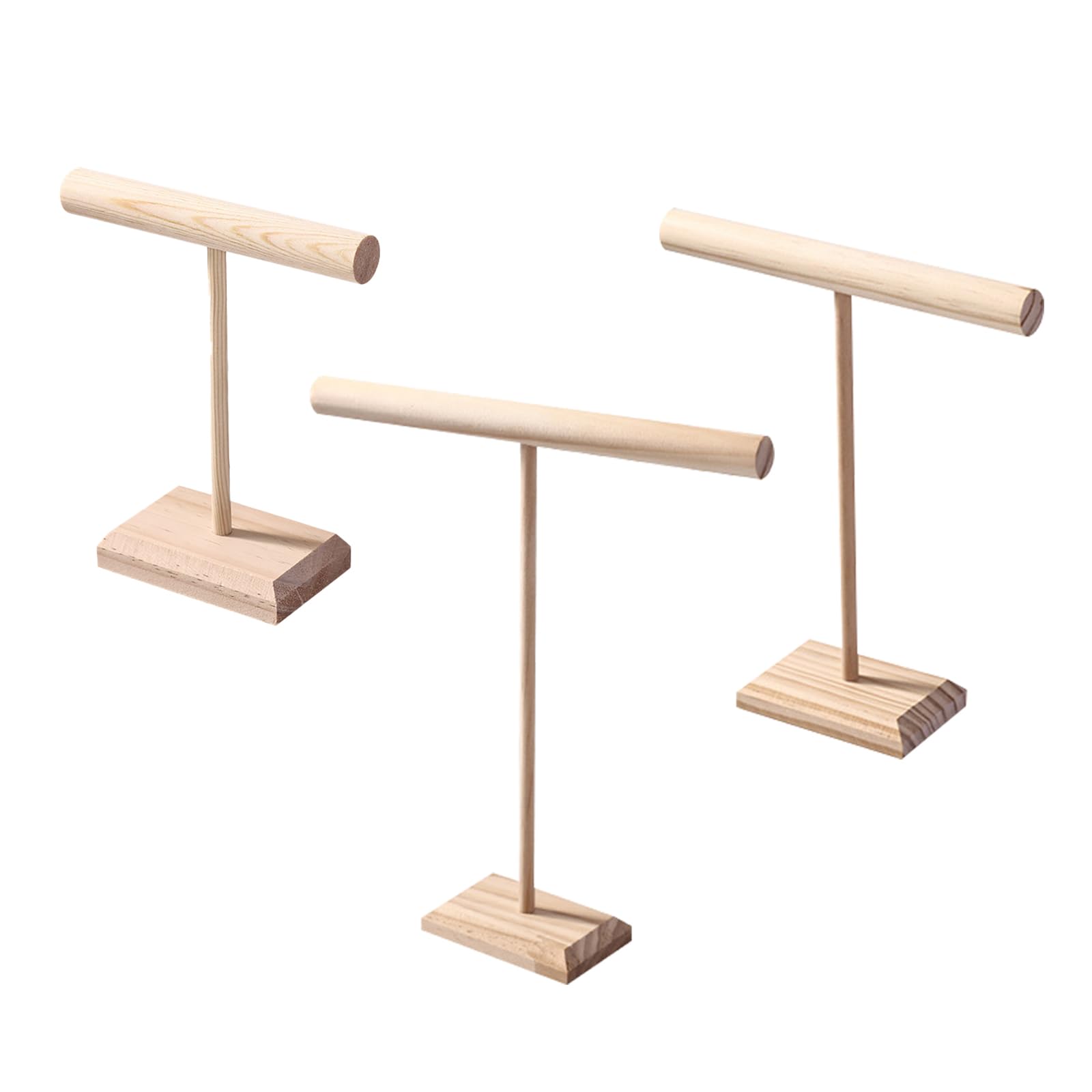 HDOYTXXM T Shaped Wood Jewelry Organiser for Bangles and Watches Elegant Necklace Display Rack for Home or Store Use Wooden Jewelry Display Stand