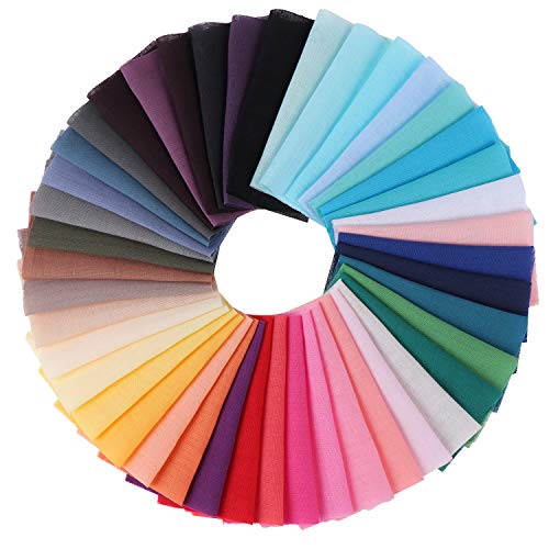 (US Stock)50 Pieces Multi-Colors Fabric Patchwork Cotton Mixed Squares Bundle Assorted Fabric Sheets for DIY Sewing Quilting Craft 10 x 10 cm, 50 Colors