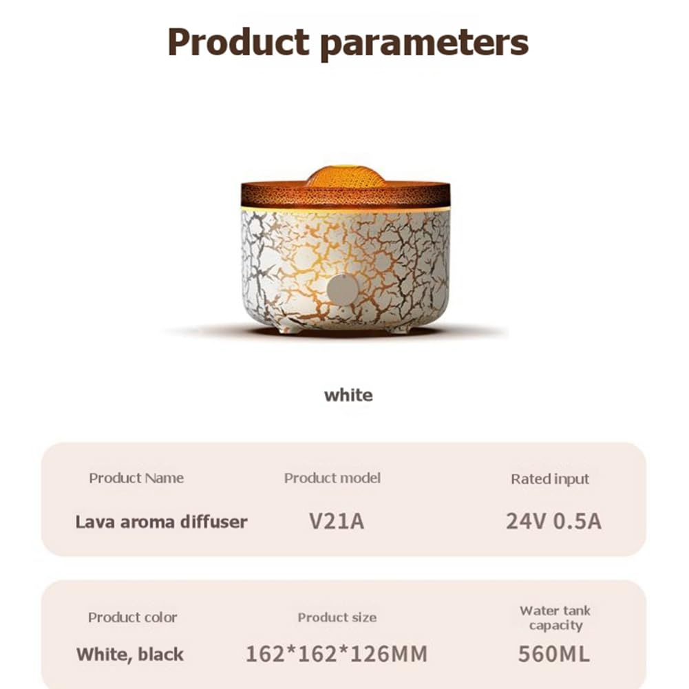 Diffuseur D'Huiles Essentielles D'Aromathérapie 560ml Ultrasonique Brume Fraîche Flamme & Volcan 2 Modes de Brume Prise US